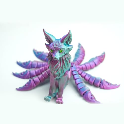 3D Nine-Tailed Fox Model, Articulated Animal Figurine