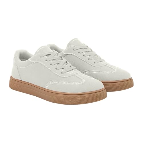 Baskets rétro pour femme en blanc taille 40 avec texture en daim élégante
