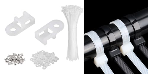 Kit de 60 montajes para abrazaderas de cables, bases negras para abrazaderas y tornillos de fijación, organizadores y sujetadores para cables miniatura 6