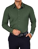 COOFANDY Shirts for Men Long Sleeve Wrinkle Free Dress Shirt Formal Button Down Shirts Business Shirts Olive Green