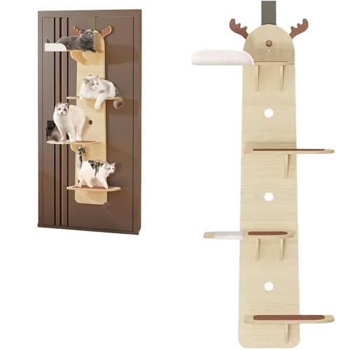 ドアに掛ける猫用棚、ドアに掛ける多段式猫用ツリー、猫用爪とぎボード付き猫用ツリードアハンガー、ペット用ジャンプ棚、猫用ツリードアハンガーに取り付ける猫用棚、家庭用猫用はしご