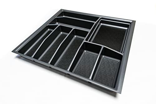 LANA solution Besteckkasten für Schubladen nach Maß - Besteckeinsatz für 60 cm Schubladen - Anthrazit - Wunschmaß