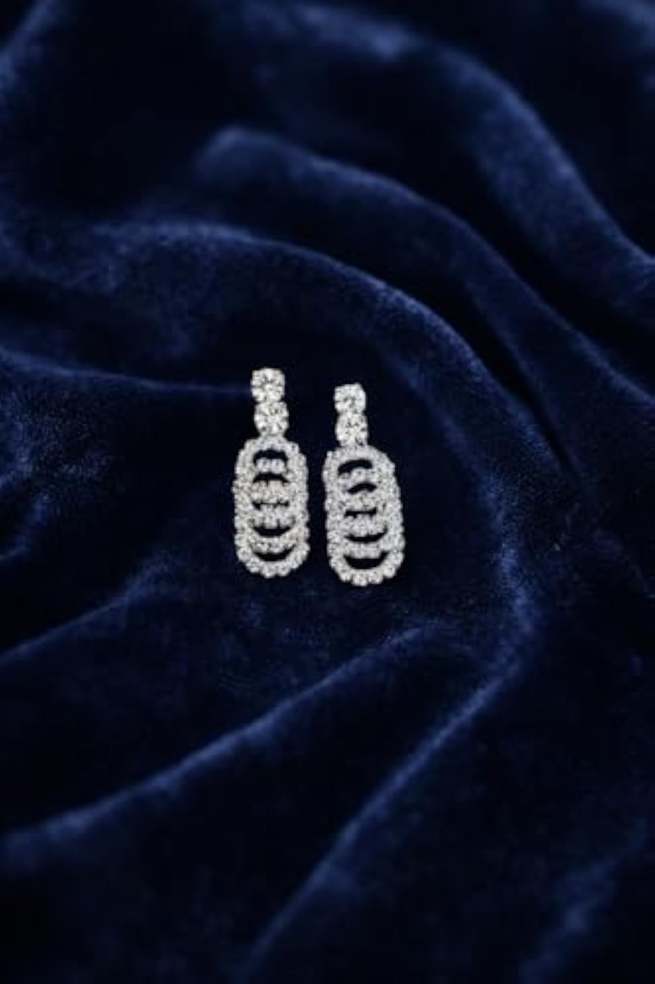 American Diamond Necklace Set with Earrings, Silver Tone