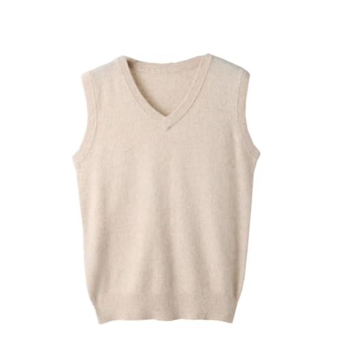 Dninmim Men's Cashmere Sweater Vest Sleeveless Solid V-Neck Waistcoat Pullover