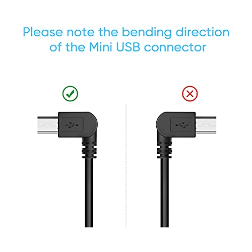Dash Cam Power Cord,11.5Ft Long Mini Usb Charging Cable For Garmin Nuvi Gps Mirror Cam,Usb To Mini Usb Car Camera Charger Wire 90 Degree Right Angle Mini-B Cord Adapter,Garmin Gps Charger Cable #TOP4