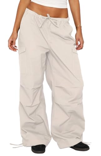 Women Cargo Pants Wide Leg Casual Baggy Parachute Pants Multi Pockets Y2K Straight Trousers2