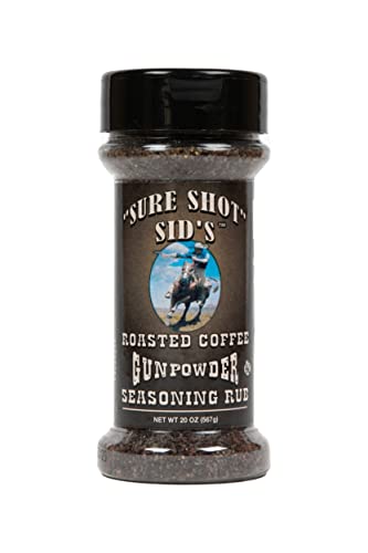 Sure Shot Sid’s Roasted Coffee Gunpowder Seasoning – Smoky BBQ Rub & All-Purpose Grill Seasoning for Beef, Steak, Pork & Vegetables, 4.5 oz
