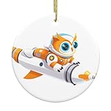 Configuration d'accessoires pratique : cet ensemble de décoration circulaire BROLEO hibou dans l'espace volant sur une fusée comprend 1 tuile circulaire en porcelaine et 1 corde de suspension en fil doré, prêt à l'emploi dès la sortie de la boîte, ce qui le rend pratique et rapide pour décorer votre espace.