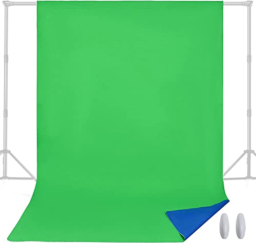 Image of LENCARTA Green Screen Backdrop 1.5m x 2m (4.9ft x 6.6ft) Portable Green Screen Background Large Chromakey Muslin Collapsible Photography Backdrop with Blue Side, Live Streaming, Zoom Meeting, Gaming