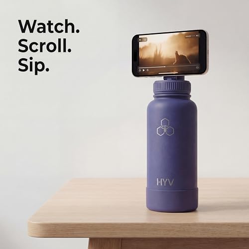 Image of HYV MagFlex Insulated Water Bottle 1 Litre | Tripod with Magnetic Lid | Stainless Steel Sipper Bottle for Adults & Kids | Hot & Cold Flask for Gym, Office, Travel | Leakproof | Electric Pink