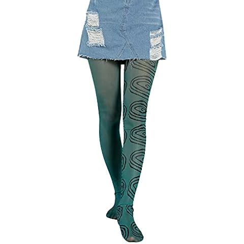 FOMOYUU Women's Heart Printed Tights Multicolor Semi Sheer High Waist Stockings Pantyhose Elastic Render Pants (Blue, One Size) Cover