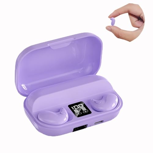 Image of Purple Small Wireless Bluetooth Headphones Invisible Earbuds for Sleep - Tiny Mini Noise Cancelling Earphones for Side Sleepers and Work