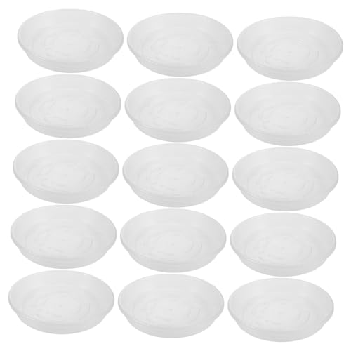 TOYANDONA Lot de 15 Soucoupes Rondes en Résine pour Pots De Fleurs, Bac Récupérateur d'eau Transparent, Support De Jardinière pour Intérieur Et Extérieur