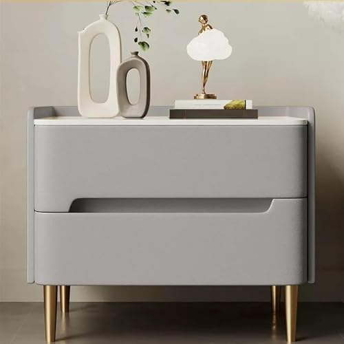HJYBFA Mesitas de noche de madera con parte superior de pizarra, 2 cajones de almacenamiento, mesa auxiliar de sofá, mesa auxiliar moderna para dormitorio, sala de estar (gris, 6.2 x 6.2 pulgadas