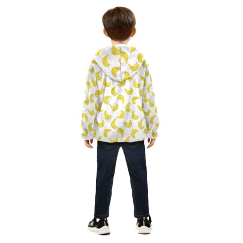 Banana Toddler Fleece Jacket Baby Boys Hooded Zipper Long Sleeve Thick Warm Outerwear 3-10 Years4