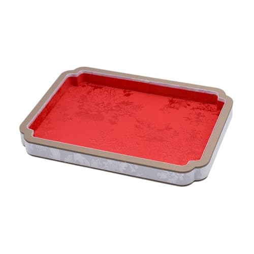 Organizer na biżuterię z drewnianym i aksamitnym wzorem na bransoletki i naszyjniki, czerwony/1511(Red)
