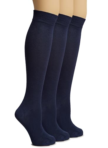 Image of Hugh Ugoli Women's Rayon Derived from Bamboo Knee High Socks Comfort Seam Long Dress Socks, Shoe Size 5-8 /8-11, 4 Pairs