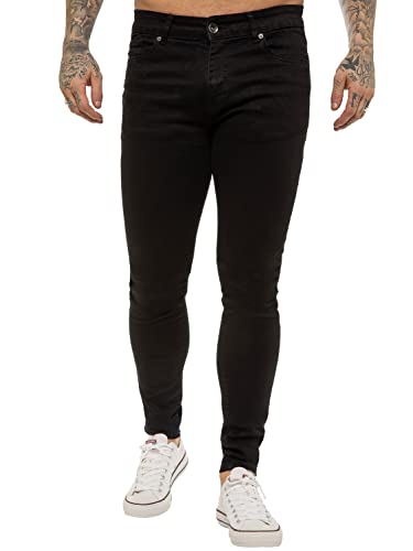 989Zé ENZO Mens Super Skinny Sim Fit Stretch Jeans Denim Pants EZ326 All Waist Sizes UK BLK 34 Short