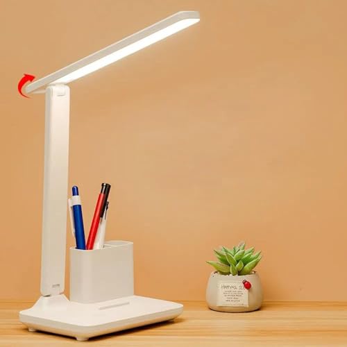 Image of Kimee LED Study Light for Desk with Stationery Organizer & Mobile Holder - Cordless Table Lamp for Students & Work from Home - 3 Modes Eye Protection Reading Lamp (Strip, Regular)