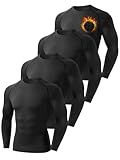 Mexholin 4 Pack Thermal Shirts for Men Long Sleeve Compression Shirts Sim Fit Thermal Underwear Tops for Cold Weather Black/Black/Black/Black L