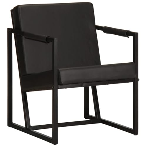 IBUQDDV Lesesessel Loungesitz Armlehnensessel Fernsehsessel Sessel Schwarz Echtleder für Bistro Küche Innen Außenbereich IBUQDDV Lesesessel Loungesitz Armlehnensessel Fernsehsessel Sessel Schwarz Echtleder für Bistro Küche Innen Außenbereich