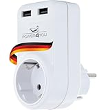 SCHWAIGER Steckdosenadapter mit USB I Steckdose mit 2X USB-A & 1x Haushaltssteckdose I 360° drehbar...
