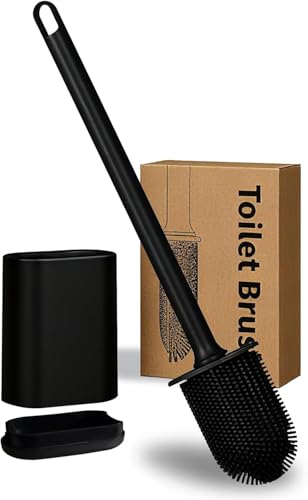 Toilettenbürste für die Wandmontage Klobürste Silikon, WC Bürste mit Flachem und Biegsamem Kopf Bürstengarnitur, Klobürste für Badezimmer mit TurboTrocknung Bürste (Gray 2pack)