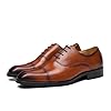 Men's Business Formal Dress Shoes Wedding Office Genuine Leather Oxfords Low Top Lace Up Suit Shoes,Brown,9 #4