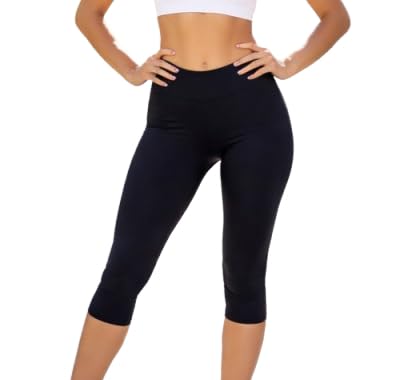 rzlecort Women's High Waist Capri Leggings, Black, Cotton Blend, Tight Fit for Yoga, Cycling, Gym and Swimming-picture-19