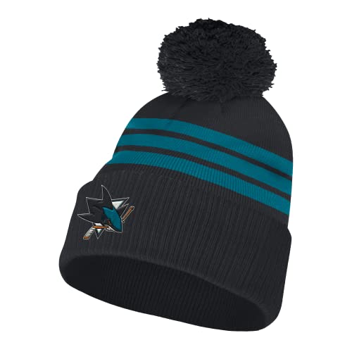 Bonnet à pompon Adidas NHL brodé avec les 3 bandes iconiques