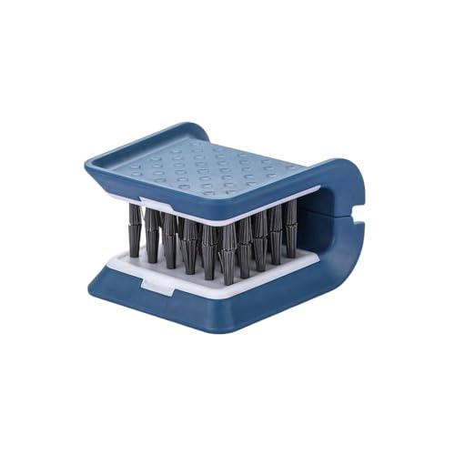 Image of Knife Cleaner, U-Shaped Double Sided Cleaning Brush, Blade Cleaner with 2 Pcs Replacement Sponge Brush Head, Non-Slip Blue PP Plastic Knife Brush