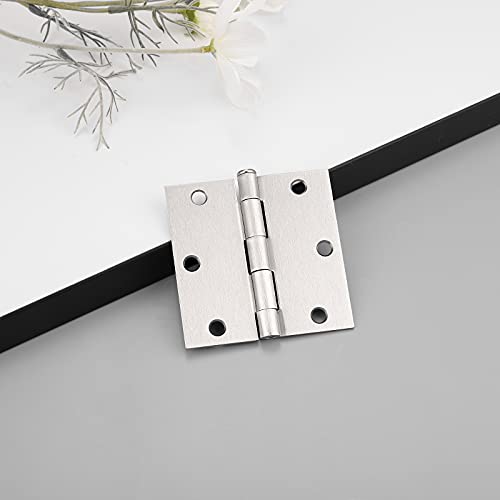 (Pack Of 12) Gobekor Door Hinges Brushed Nickel 3.5 Inch X 3.5 Inch Square Hinges Outdoor Door Hardware #TOP5