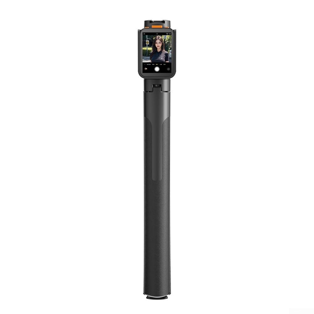 Trípode para selfie RC, 1.75 m de mano con pantalla dual, soporte remoto compatible con Bluetooth para fotografía y video (negro)