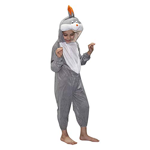 Image of Kaku Fancy Dresses Fleece Rabbit Bunny Cartoon Costume -Grey, 3-4 Years, For Boys & Girls