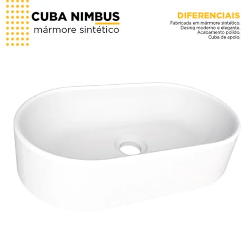 Cuba Pia de Banheiro Lavabo Polido Oval de Apoio Sobrepor - Branco