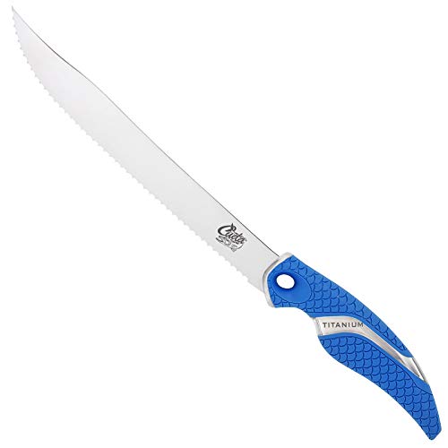 Cuda 9-Inch Titanium Bonded Serrated Knife, Blue, 9" #TOP20