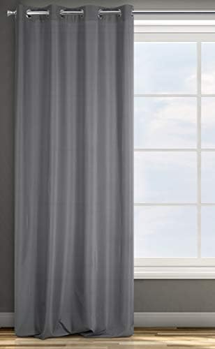 Eurofirany Adore Sheer Eyelets-1 Unit, Window Curtain, Semi Transparent, for Bedroom Living Room Lounge Kitchen, 140g m², 140x250 cm, Dark Grey, Polyester, Graphite, W55 x L98