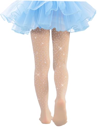 FANCAME Girls Rhinestone Dance Tights, School Kids Ultra Soft Tights for Ballet Footed Stockings4