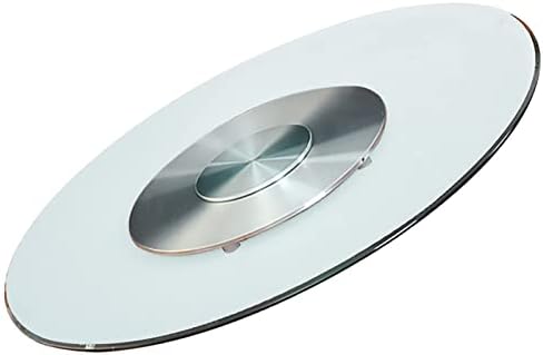 YANGPIN- 43 inch(110cm) Heavy Duty Kitchen Lazy Susan Turntable Glass Rotating Tray with Aluminum Alloy Swivel Bottom, Dining Table Revolving Serving Plate BMZDZP-1