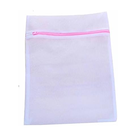 Mesh Laundry Bags Large Zipped Washing Bags Washable Machine Wash Bag White Reusable Durable Net Portable Delicate Bra Blouse Sock Hosiery Underwear Lingerie Baby Clothes Shoes Travel Storage 1 Pcs Cover