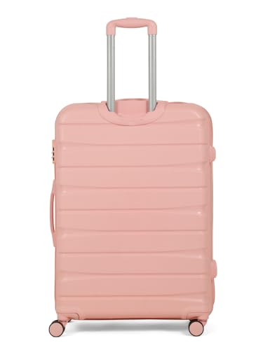 Image of Teakwood MA Trolley Bag, Hard with Zipper Closure, Adjustable Push Button & Cross Side Strap, Number Lock System 360 Degree (Rose, Set of 3)
