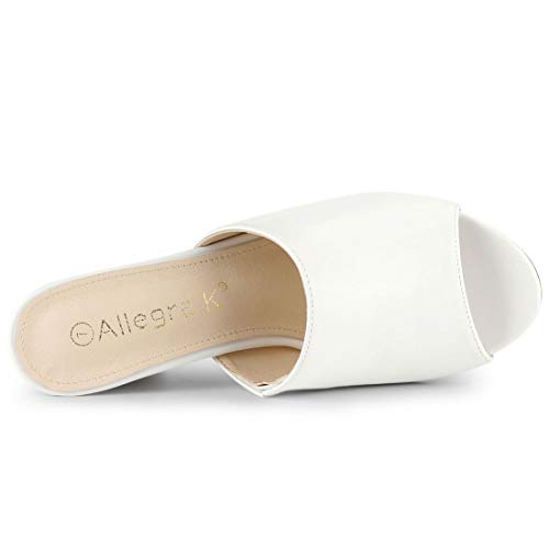 Allegra K Allegra K Women's Slip On Block Heel Slide Sandals White Slide Sandals - 7 M US