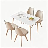GrandCA HOME Table à Manger Rectangulaire avec 4 Chaises Rembourrées Ensemble de Salle à M...