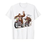 Funny Thanksgiving Turkey Motorcycle Bigfoot Chase Humor T-Shirt