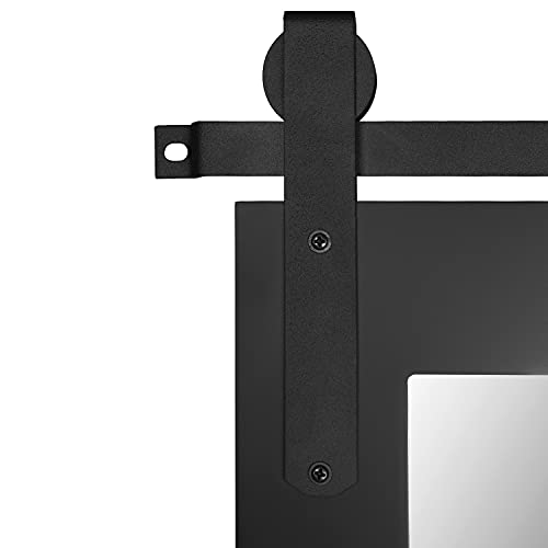 Farmhouse-Wood-Framed-Wall-Mirror-Barn-Door-Rustic-Mirrors-for-Wall-Black-22-inches-x28-inches Farmhouse Wood Framed Wall Mirror Barn Door Rustic Mirrors for Wall Black 22 inches x28 inches