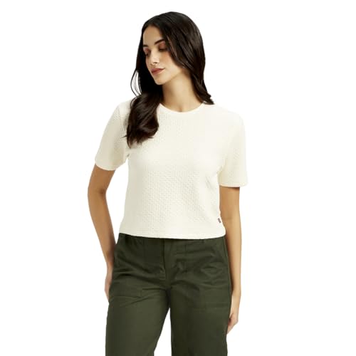 Image of Levi's Women's Cotton Classic Fit Textured Off-Crew Neck Top