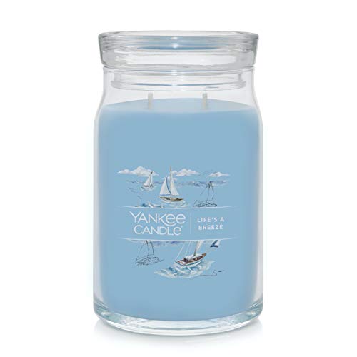 Yankee Candle Life’s A Breeze Scented, Signature 20oz Large Jar 2-Wick Candle, Over 60 Hours of Burn Time