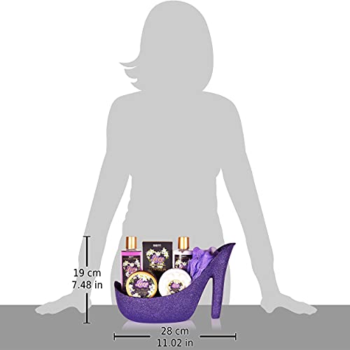 BRUBAKER Beautyset Paarse Bloem Magic - Bad en Body Set - 7-delige Cadeauset in Glitter Stiletto - Image 7