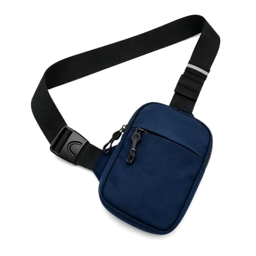 Mini Sling Bag for Men Women, Casual Trendy Water-Resistant Small Chest Bag, Adjustable Strap Lightweight Fanny Pack for Running Gym Workout Travel Hiking (Blue)