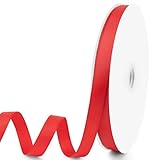 5/8' X 100 Yards Red Grosgrain Ribbon, Premium Grosgrain Ribbon for Sewing, Gift Wrapping, Bow Making, Wedding Decor, Wrapping and More (Red)